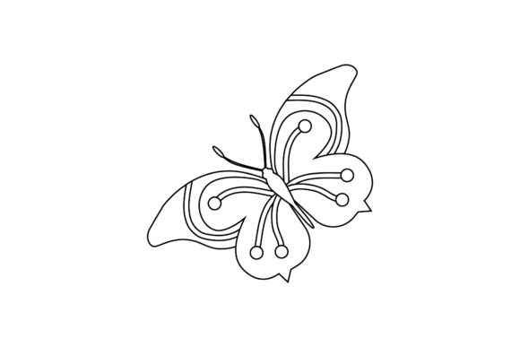 Butterfly Motif Floral Outline