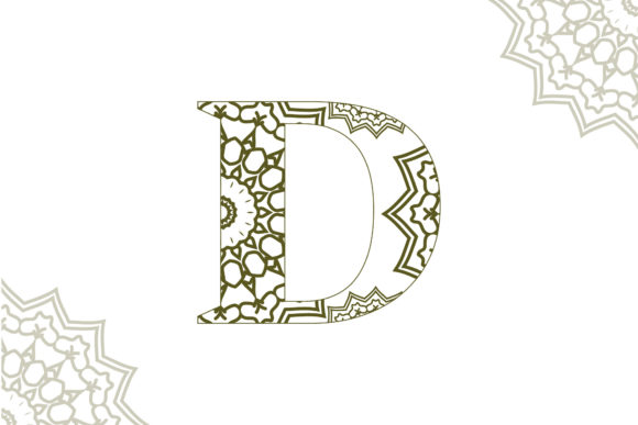 D Floral Mandala Alphabet Pattern Design