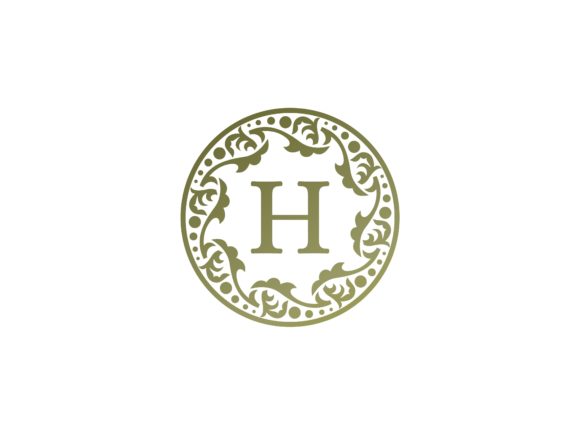 Elegant Floral Circle with Letter H