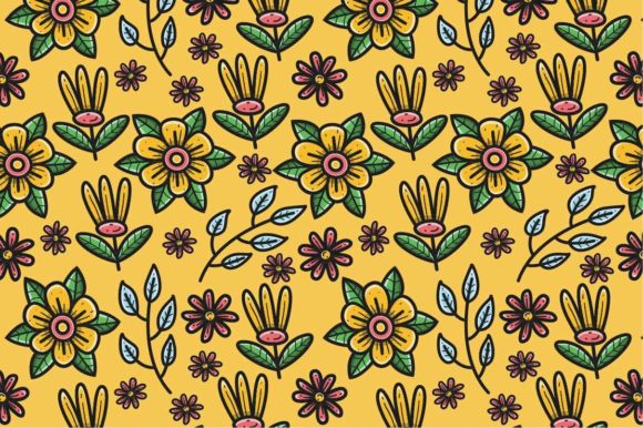 Floral Doodle Cartoon Elegant Pattern
