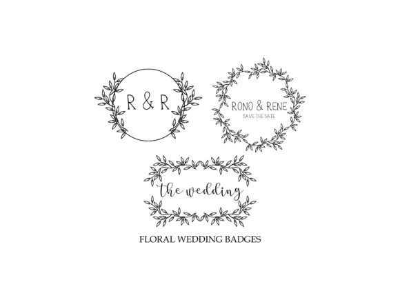 Floral Wedding Badge Black Set