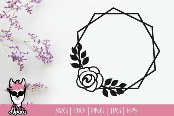 Hexagon Frame, Floral Monogram