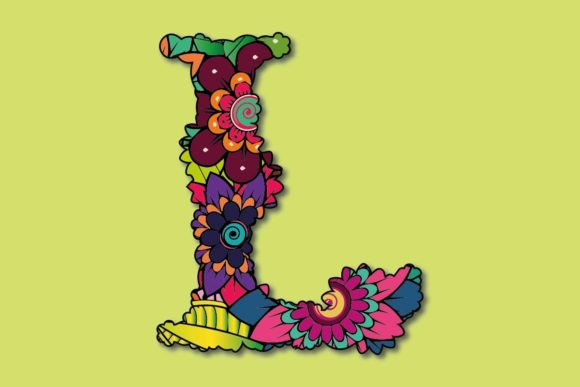 L Letter Floral Capital Alphabet