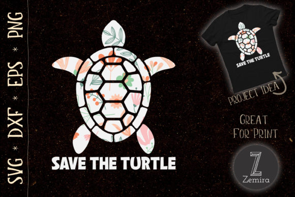 Save the Turtle Floral Turtle Lovers